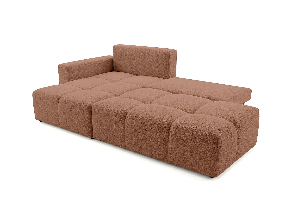 Canapé dangle CELINE convertible avec coffre en tissu bouclette - Gauche - Terracotta