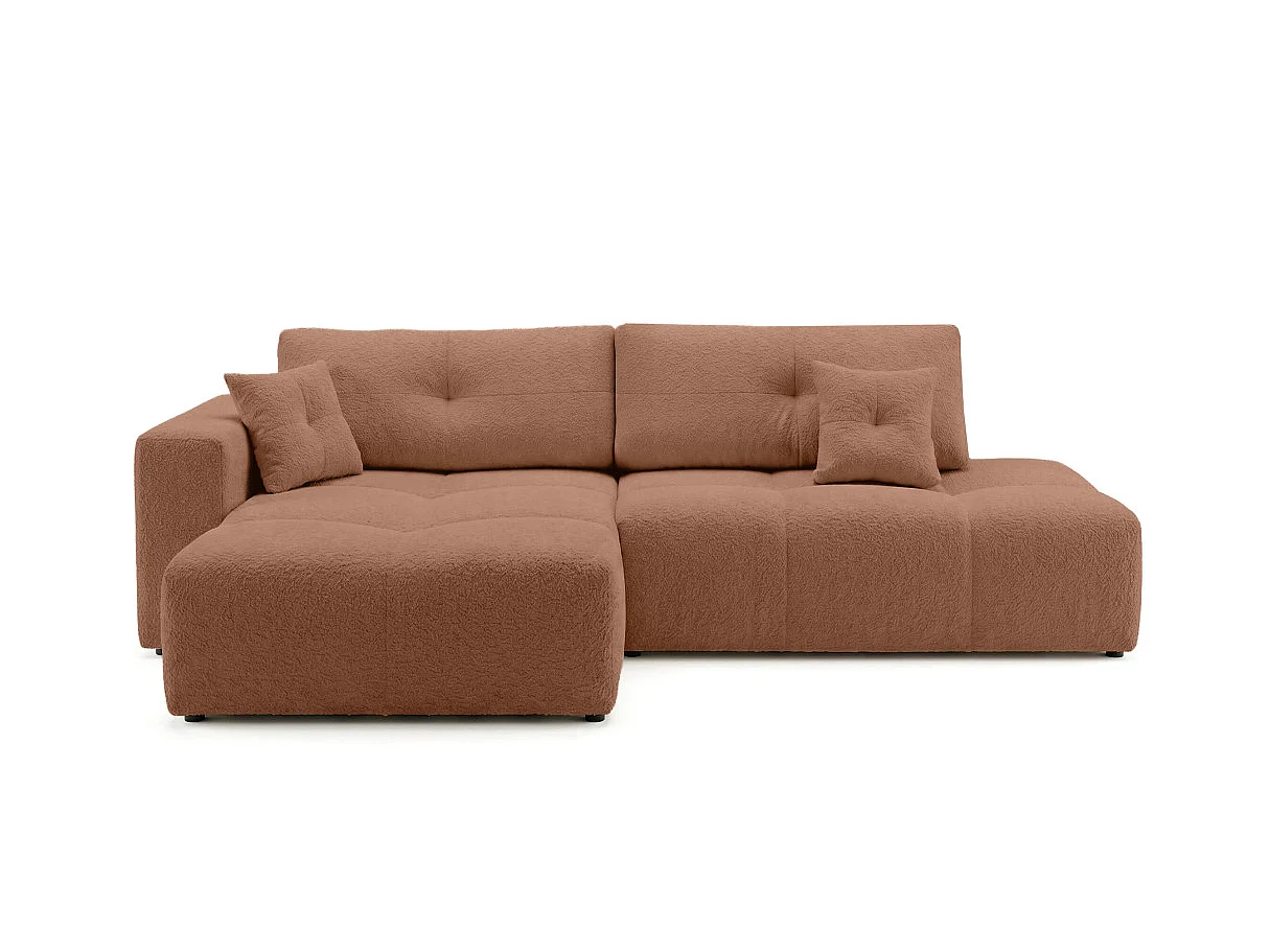 Canapé dangle CELINE convertible avec coffre en tissu bouclette - Gauche - Terracotta