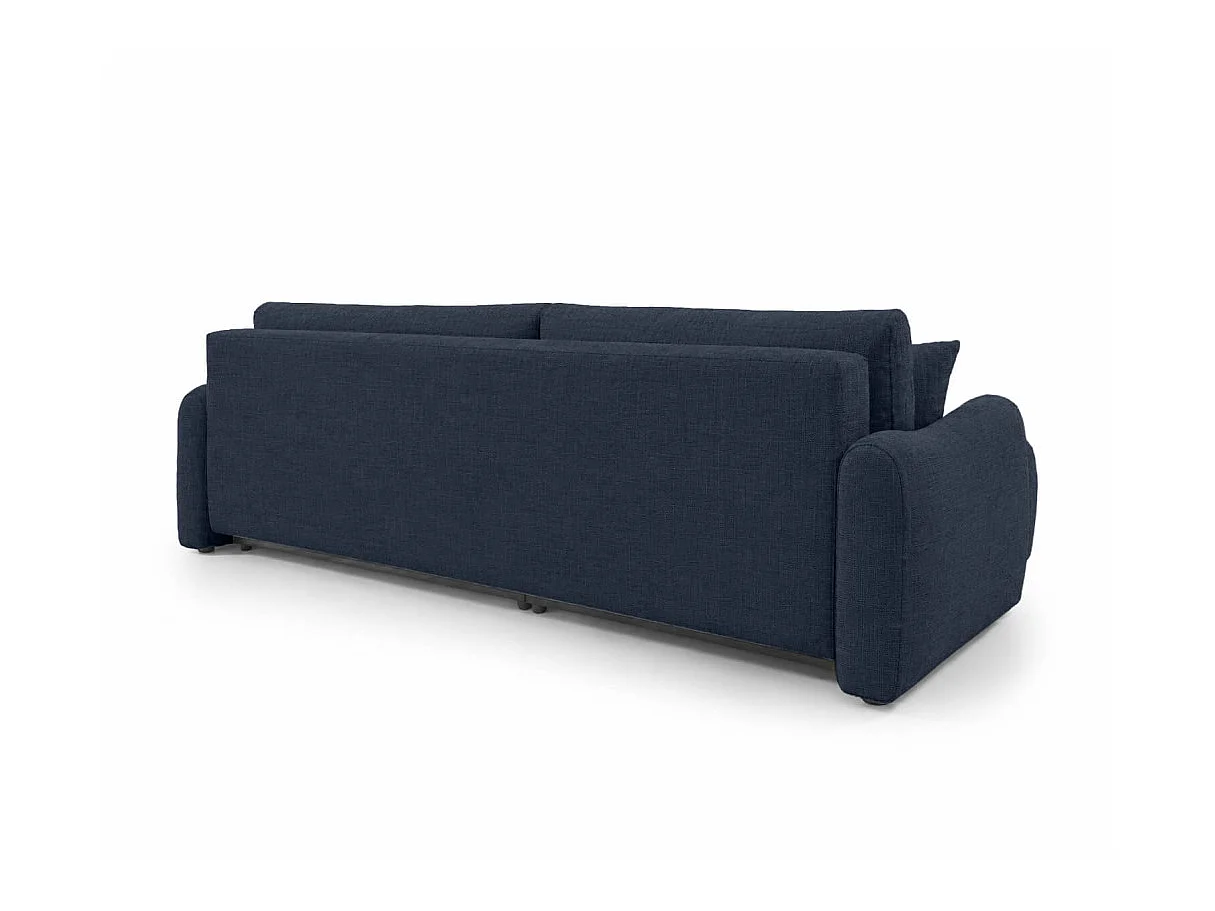Canapé d'angle réversible APOLINE convertible avec coffre en tissu - Bleu foncé