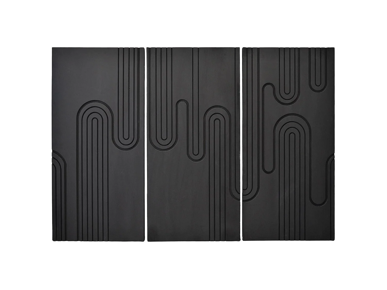 Tête de lit murale triptyque Aurore 160cm Bois sculpté Noir