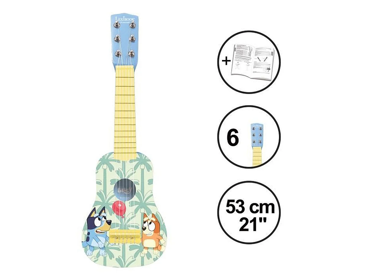 LEXIBOOK Bluey Guitare débutant en bois 53 cm - 6 cordes pour enfant