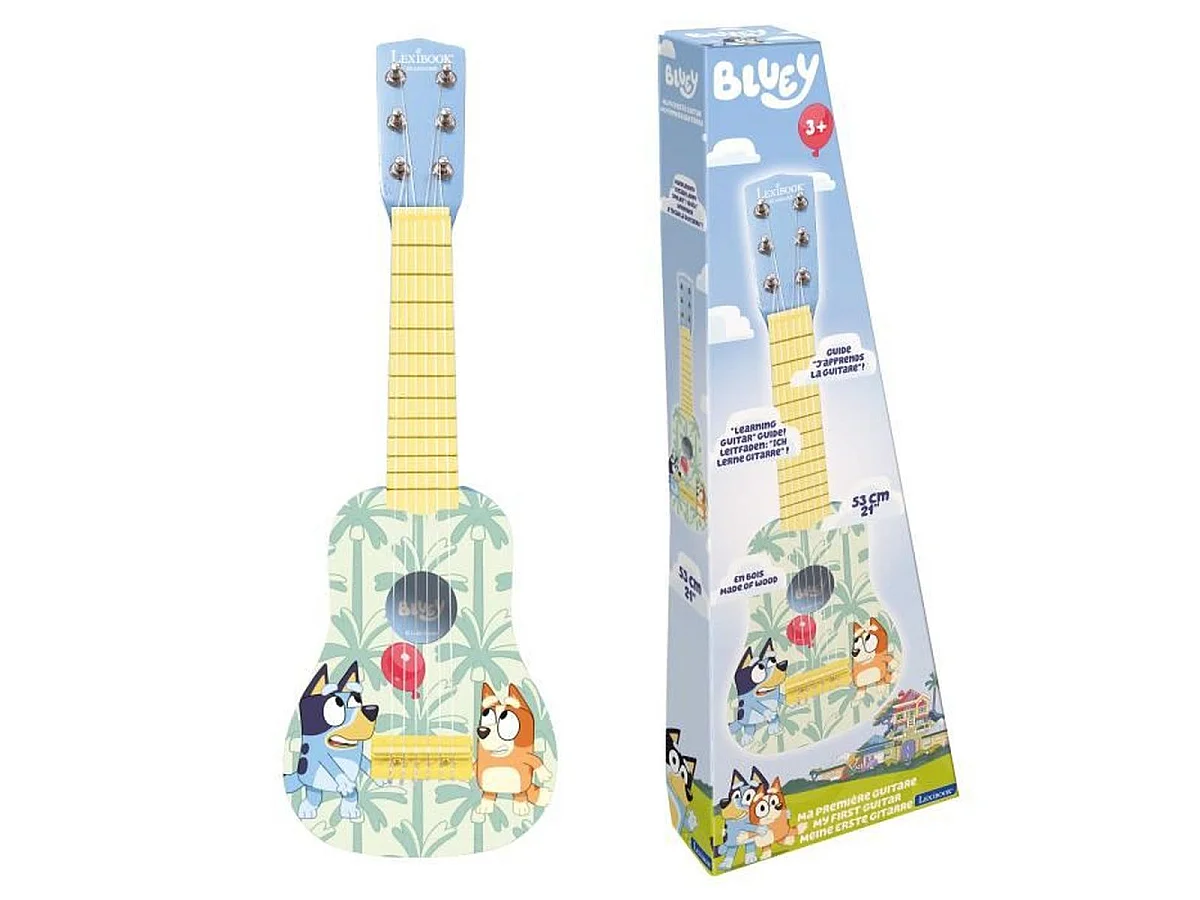 LEXIBOOK Bluey Guitare débutant en bois 53 cm - 6 cordes pour enfant
