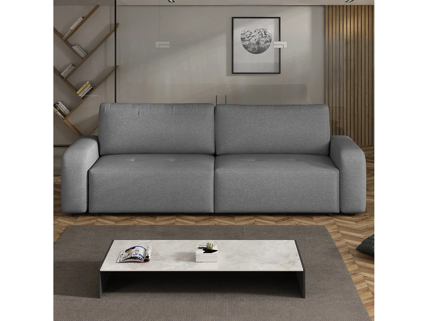 Slaapbank Luna met opbergruimte, antraciet, 238x94 cm