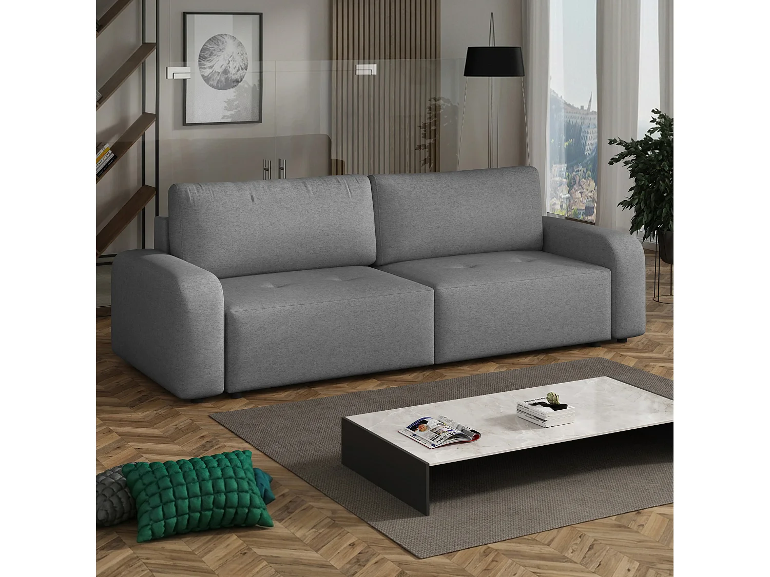 Slaapbank Luna met opbergruimte, antraciet, 238x94 cm