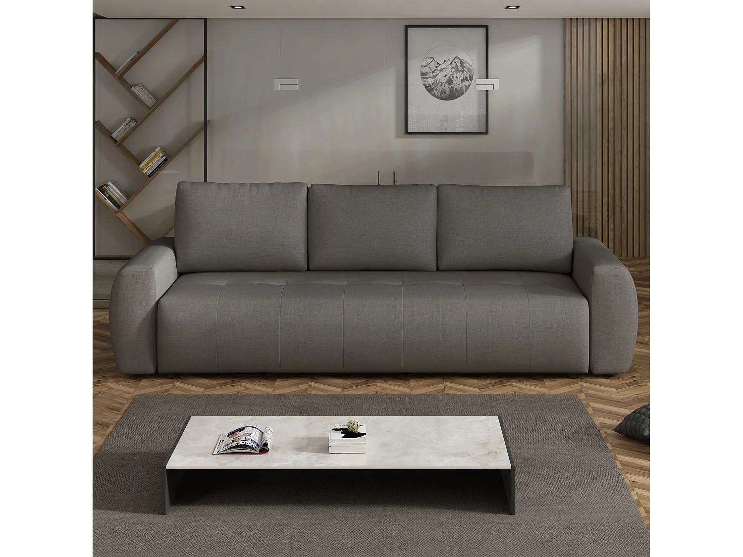 Slaapbank World met opbergruimte, bruin, 238x94 cm