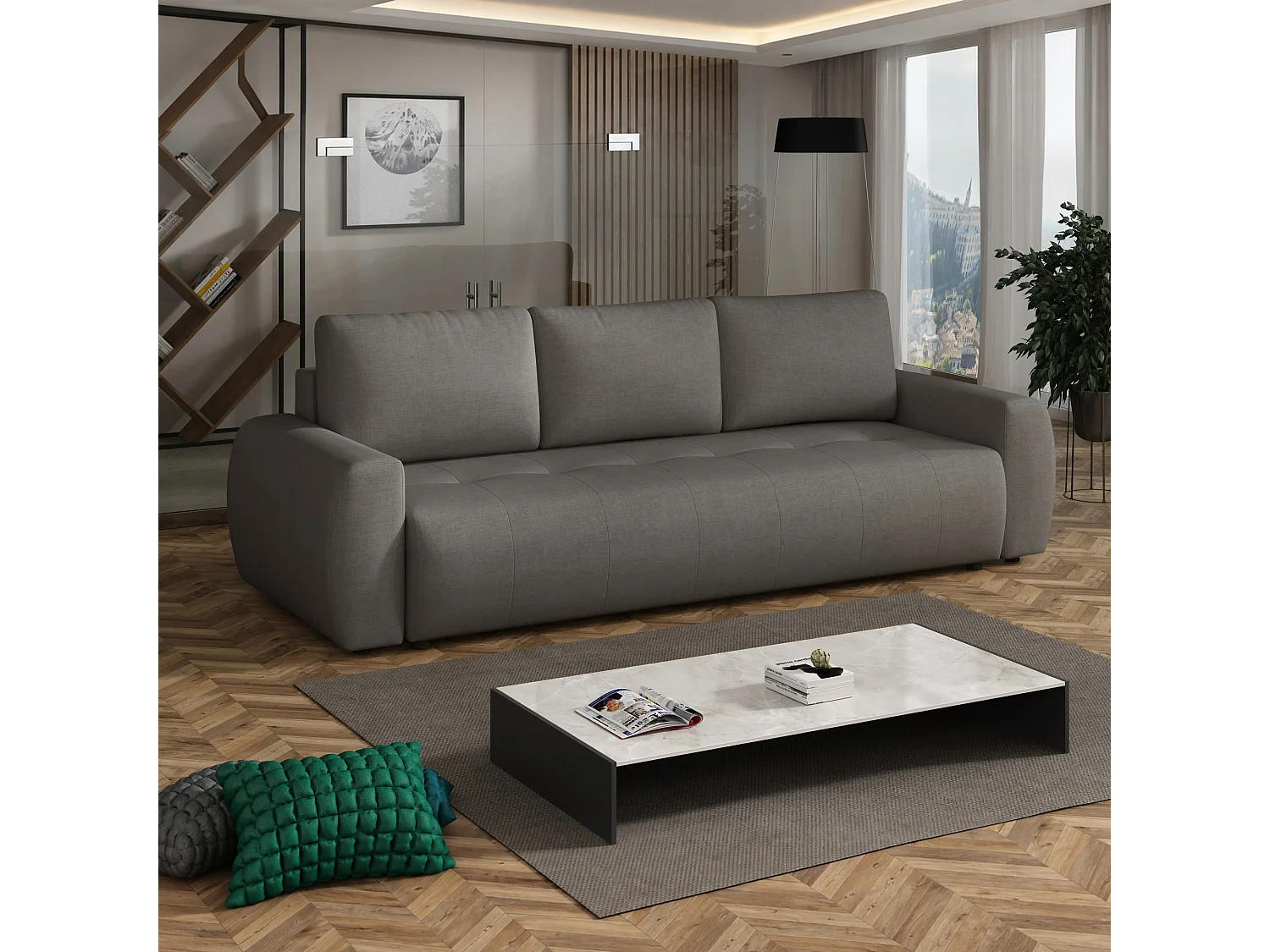 Slaapbank World met opbergruimte, bruin, 238x94 cm