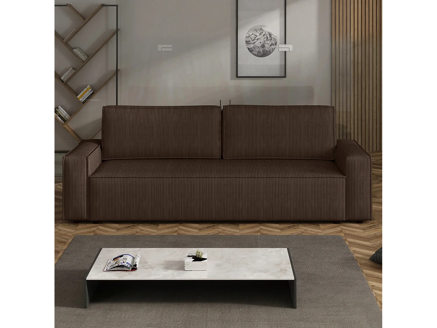 Slaapbank Fort met opbergruimte, bruin, 238x94 cm