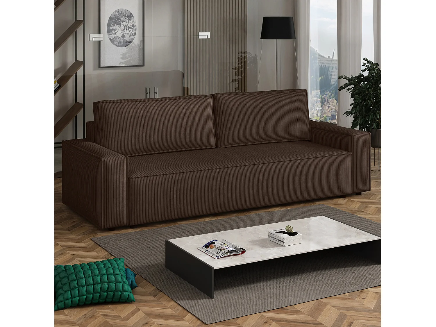 Slaapbank Fort met opbergruimte, bruin, 238x94 cm
