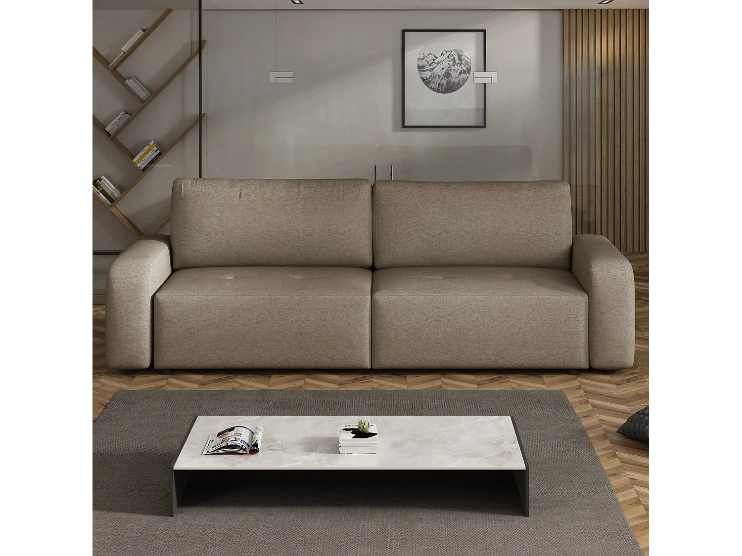 Slaapbank Luna met opbergruimte, bruin, 238x94 cm