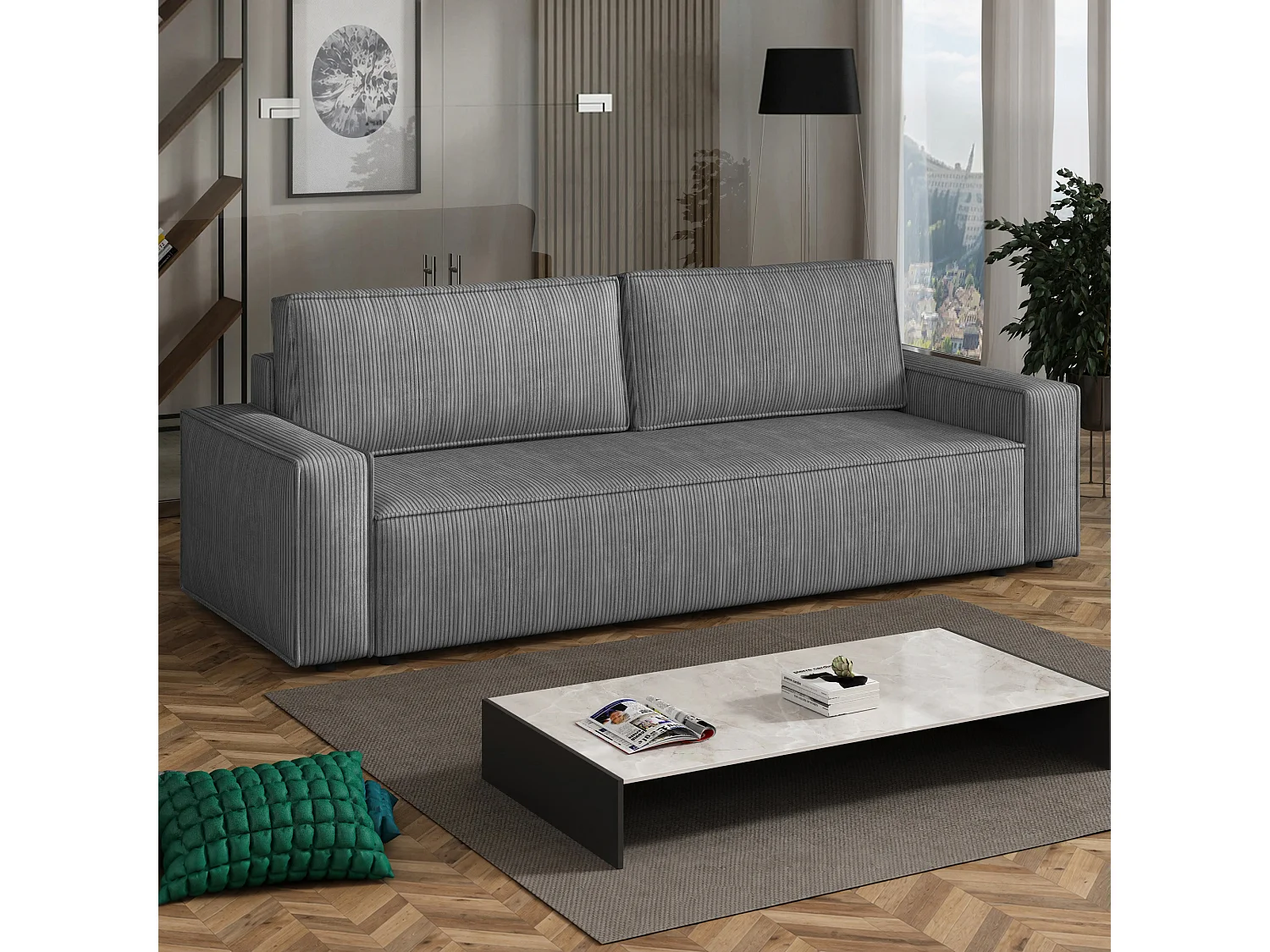 Slaapbank Fort met opbergruimte, antraciet, 238x94 cm
