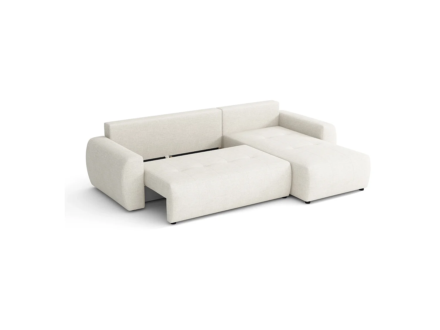 Canapé d’angle réversible convertible World avec coffre, crème, 258x173 cm