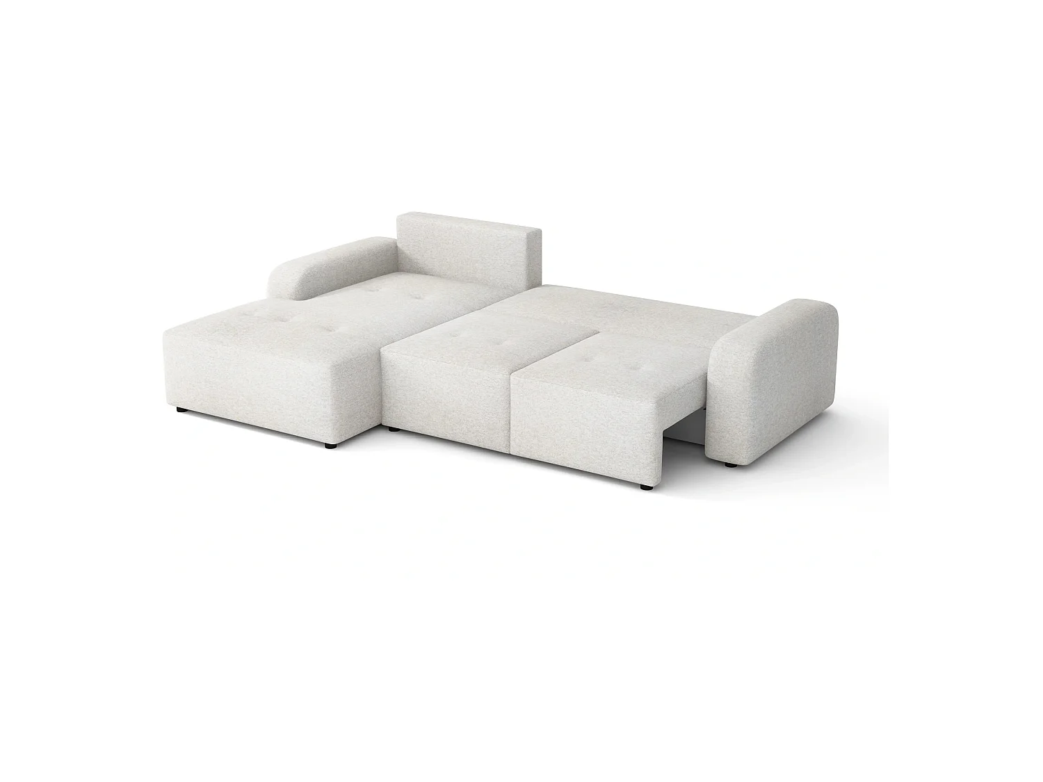 Canapé d’angle gauche convertible Luna avec coffre, crème, 258x169 cm