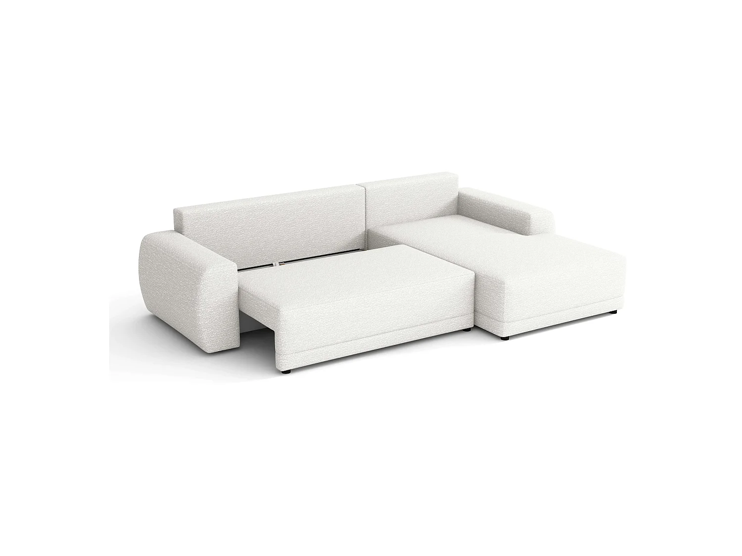 Canapé d’angle droit convertible Denver avec coffre, blanc, 268x169 cm