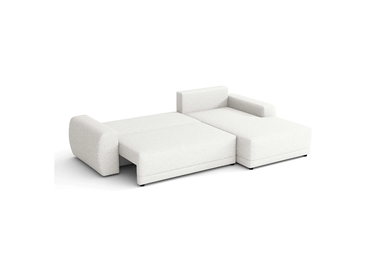 Canapé d’angle droit convertible Denver avec coffre, blanc, 268x169 cm
