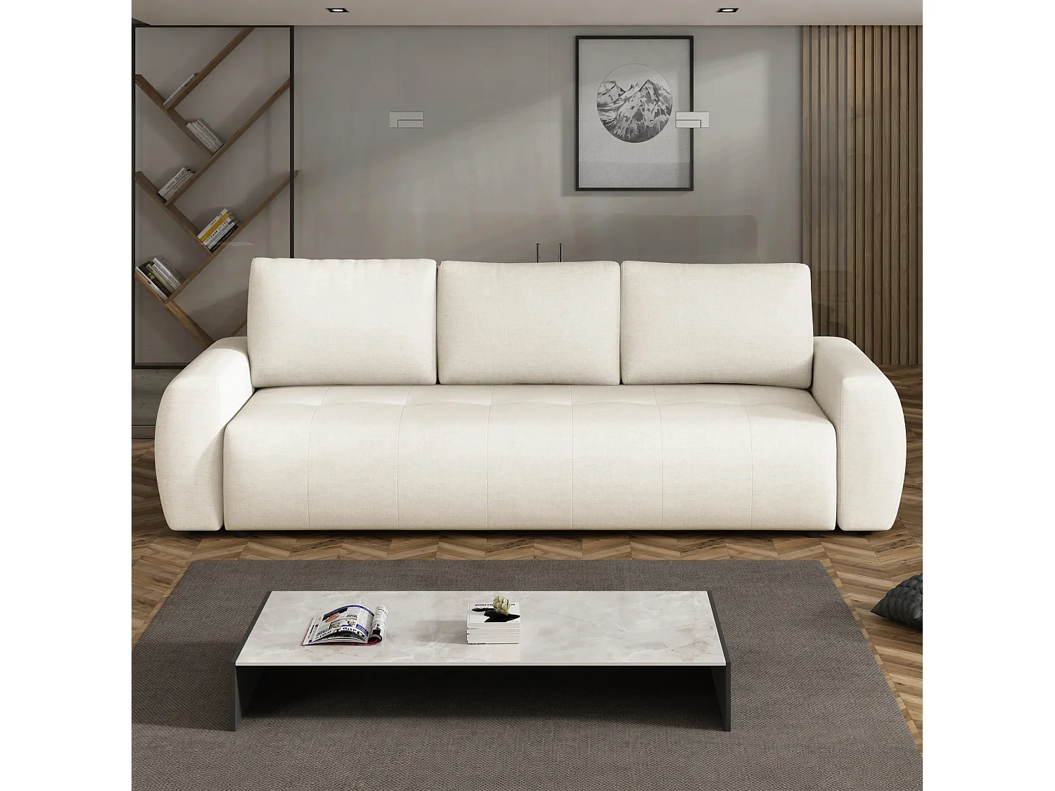 Slaapbank World met opbergruimte, crème, 238x94 cm