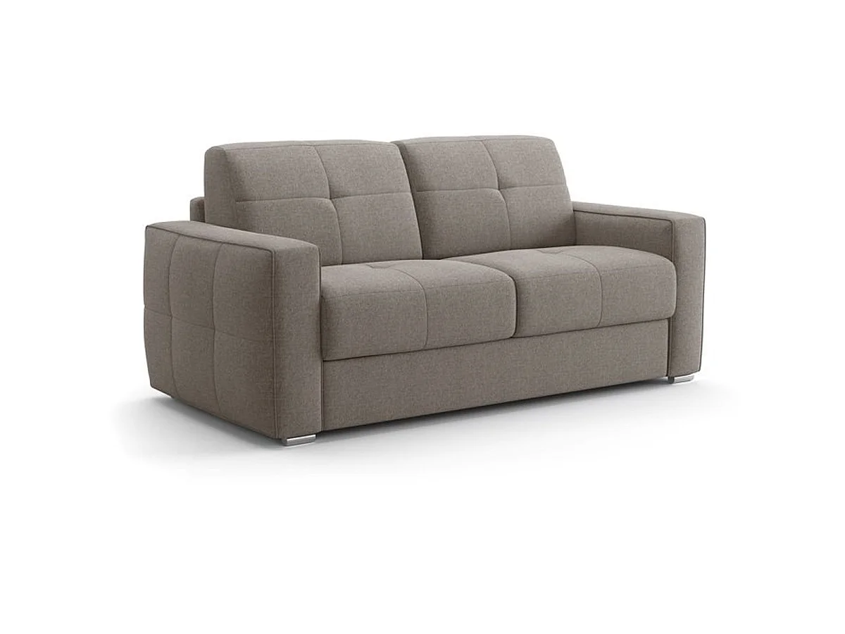 Canapé convertible SQUARE 3 places tissu polyester beige 200 x 105 x 90 cm