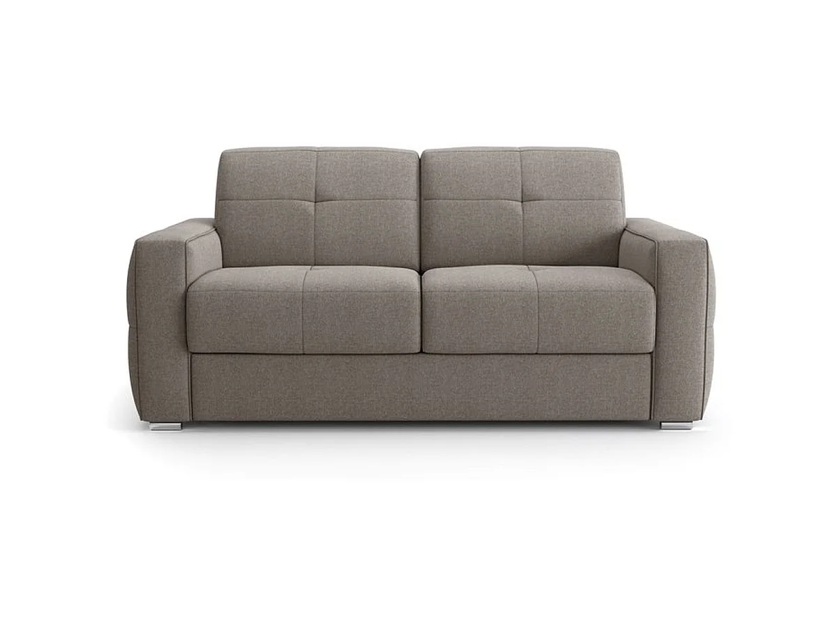Canapé convertible SQUARE 3 places tissu polyester beige 200 x 105 x 90 cm