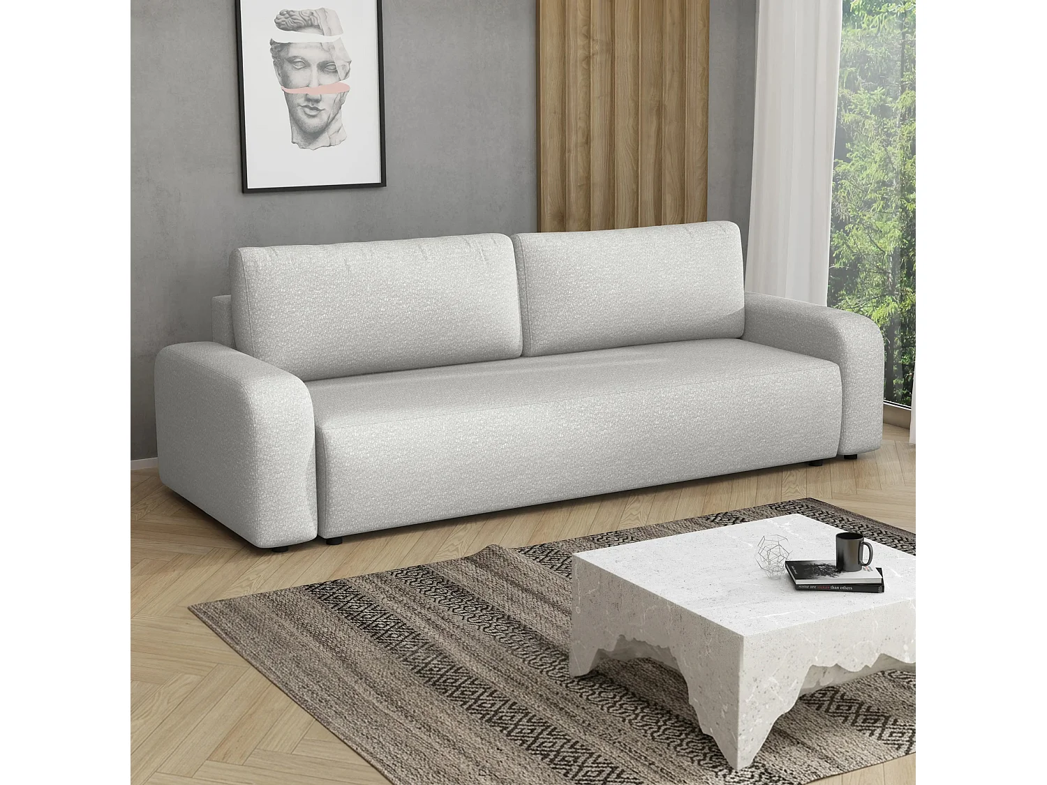 Slaapbank Ovo II met opbergruimte, wit, 238x94 cm
