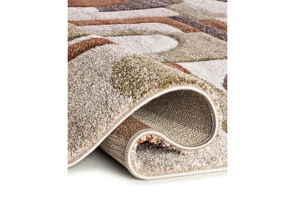 Tapis intérieur - géométrique - beige / marron - 133 x 190 cm - TEVA