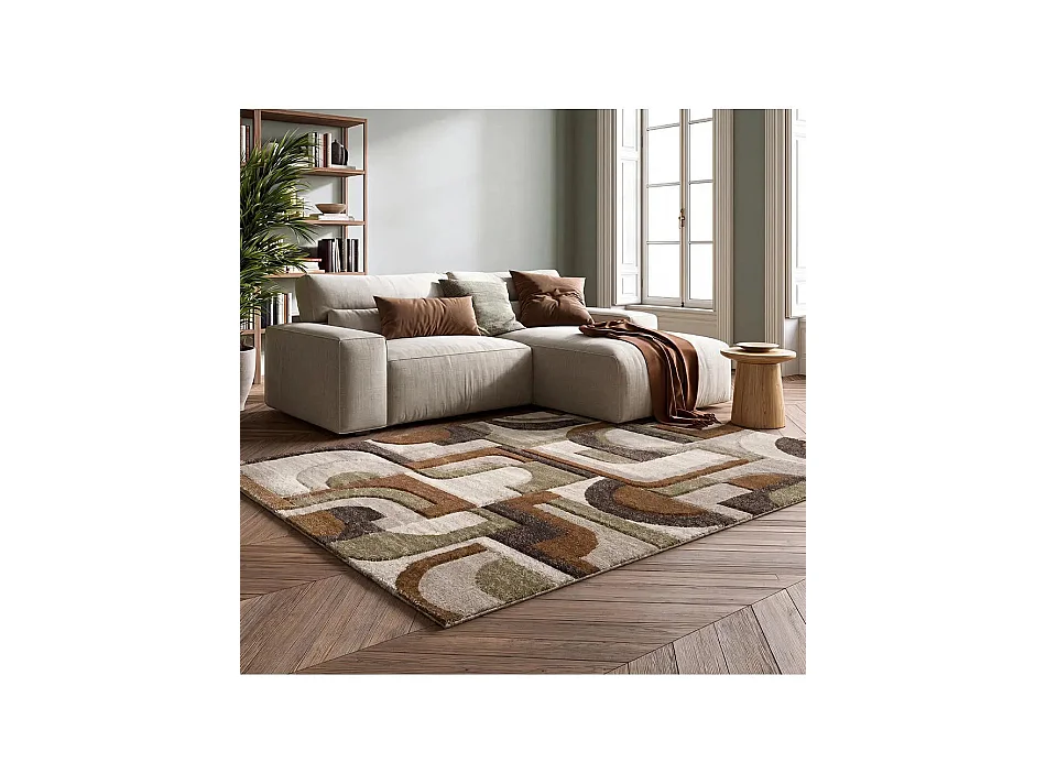 Tappeto interno - geometrico - beige / marrone - 80 x 120 cm - TEVA