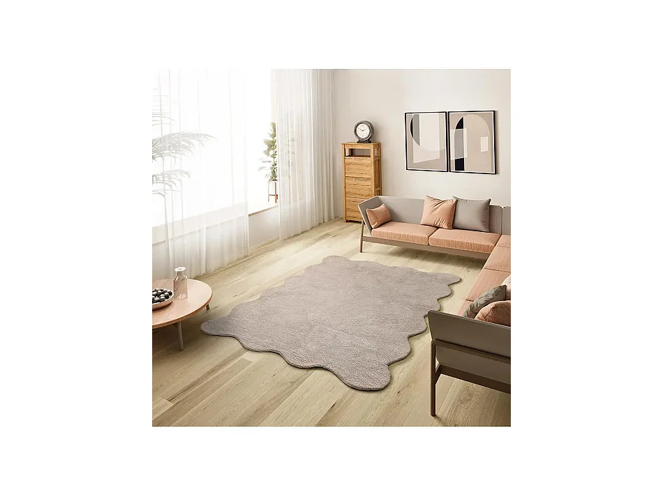 Tapis intérieur lavable antidérapant - uni - taupe - 200 x 280 cm - MELLOW