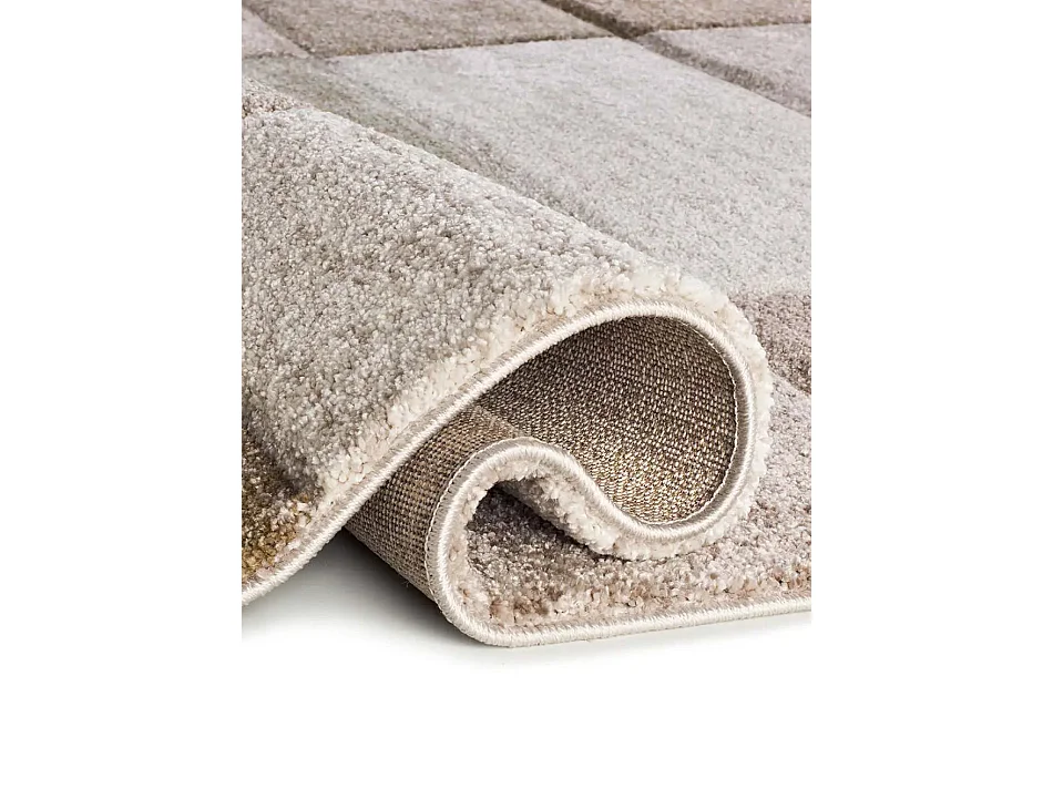 Hochflorteppich - geometrisch - beige / grün - 160 x 235 cm - TEVA