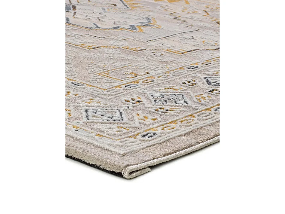Laagpolig tapijt - oosterse vintage - beige / mosterd - 115x170 cm - BERTA