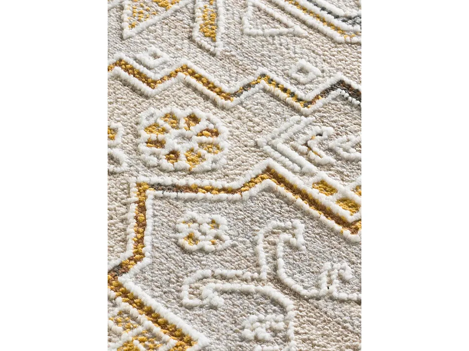 Laagpolig tapijt - oosterse vintage - beige / mosterd - 115x170 cm - BERTA
