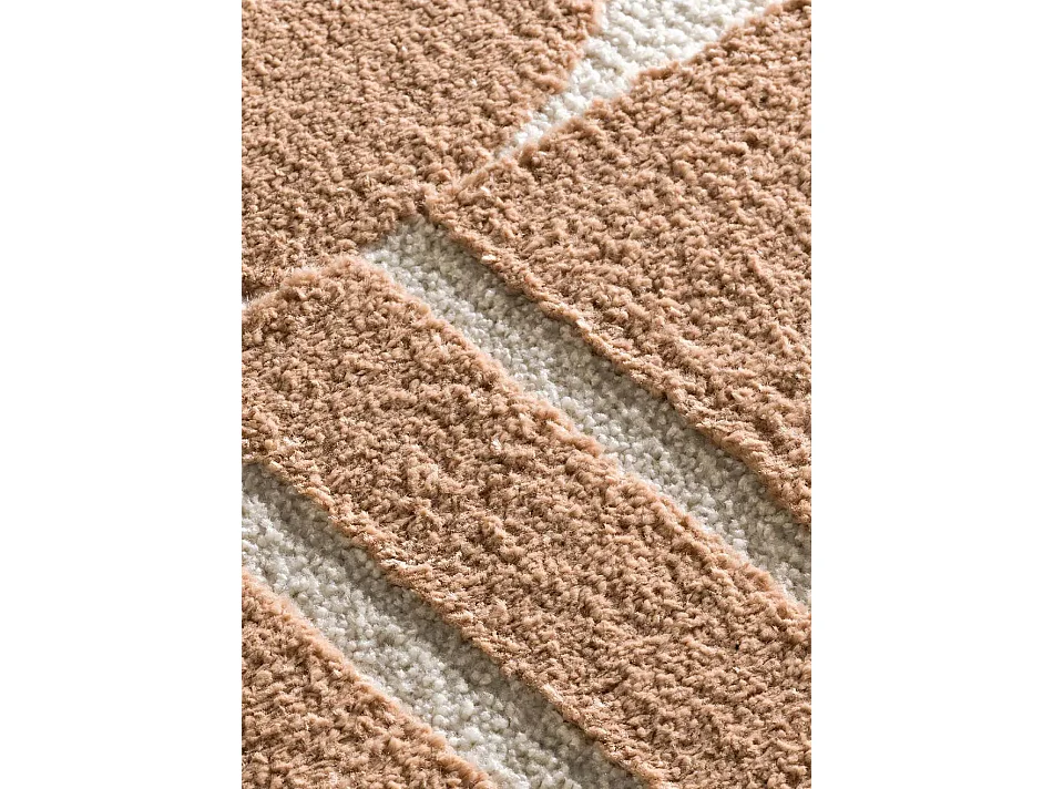 Kurzflorteppich - geometrisch mit Relief - kupfer / creme - 160 x 230 cm - CANDELA