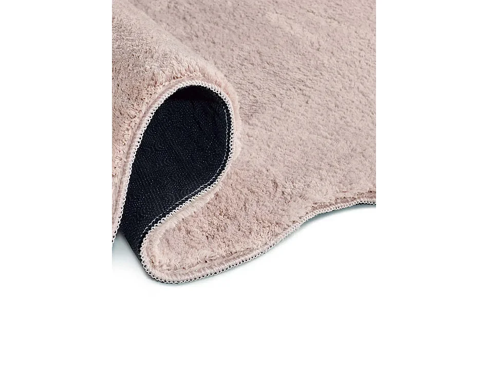 Tapis intérieur lavable antidérapant - uni - rose poudré - 200 x 280 cm - MELLOW