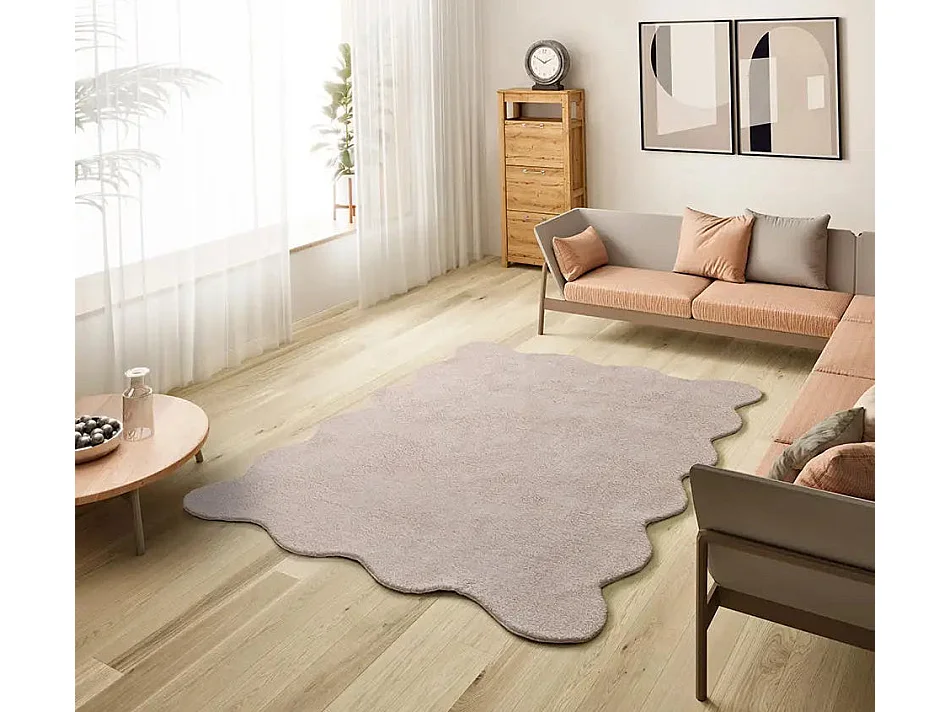 Tapis intérieur lavable antidérapant - uni - rose poudré - 200 x 280 cm - MELLOW
