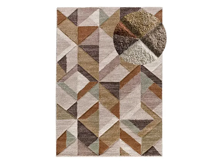 Tappeto interno - geometrico - beige / marrone - 80 x 120 cm - TEVA