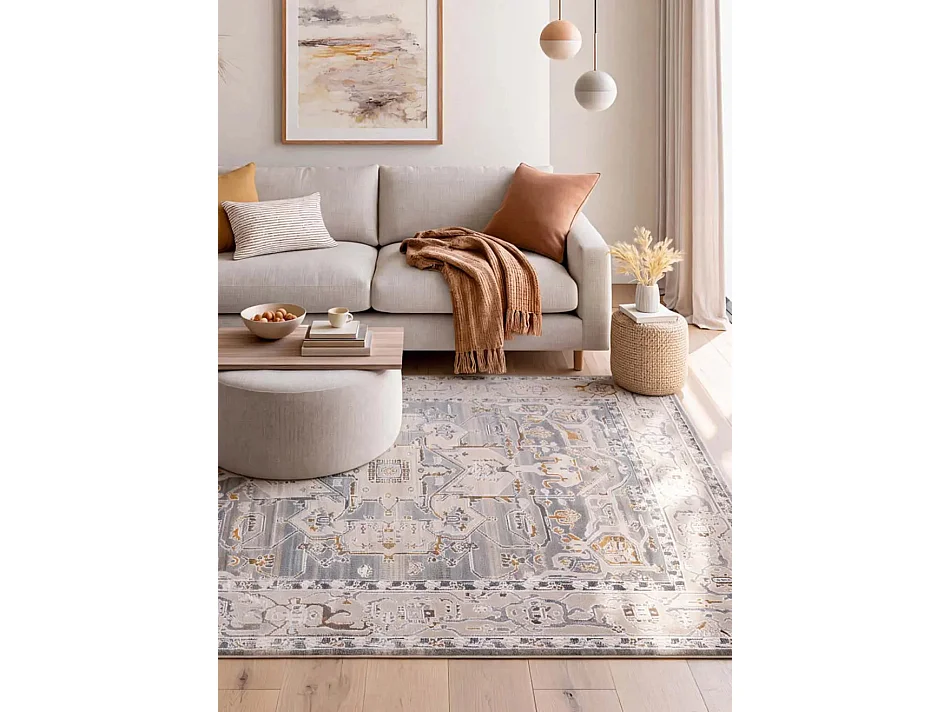 Tapis intérieur - vintage oriental - beige / bleu - 192 x 290 cm - BERTA