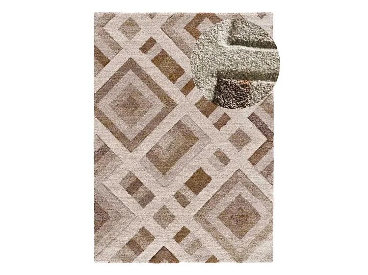 Tappeto interno - geometrico - beige / marrone - 200 x 285 cm - TEVA