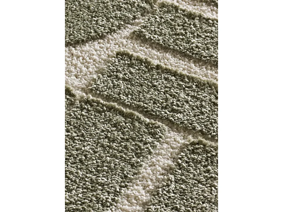 Tappeto interno - geometrico in rilievo - verde / crema - 80 x 150 cm - CANDELA