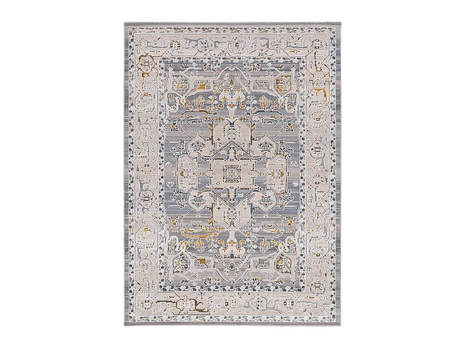 Kurzflorteppich - orientalischer Vintage-Stil - beige / blau - 77 x 150 cm - BERTA