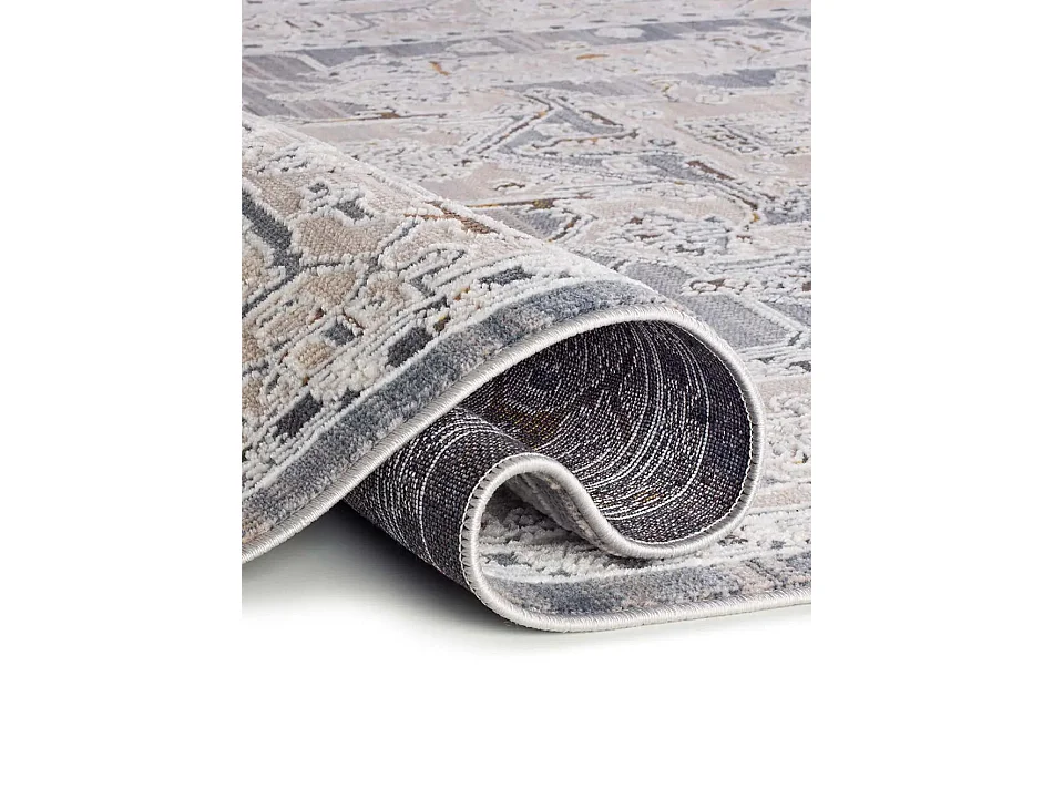 Kurzflorteppich - orientalischer Vintage-Stil - beige / blau - 77 x 150 cm - BERTA