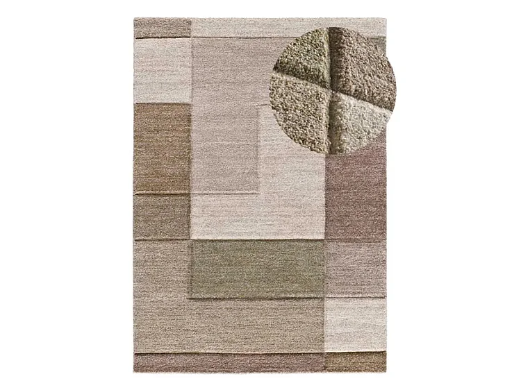 Hoogpolig tapijt - geometrisch - beige / groen - 200x285 cm - TEVA