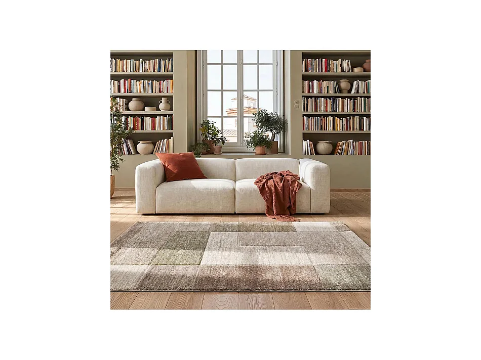 Hoogpolig tapijt - geometrisch - beige / groen - 200x285 cm - TEVA