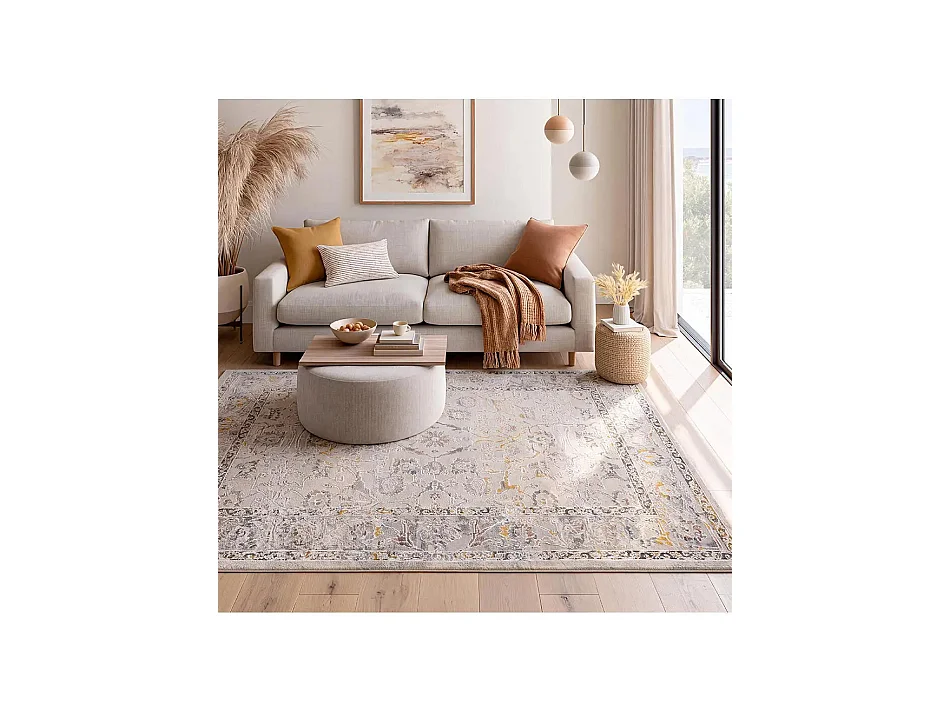 Laagpolig tapijt - oosterse vintage - beige / veelkleurig - 192x290 cm - BERTA