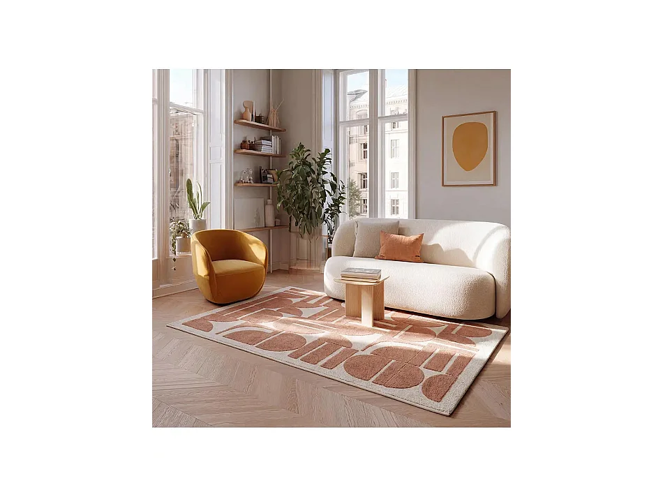 Tappeto interno - geometrico in rilievo - ramato / crema - 120 x 170 cm - CANDELA