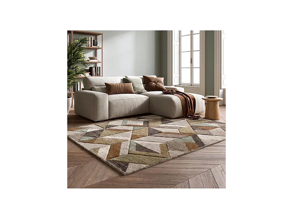 Tapis intérieur - géométrique - beige / marron - 200 x 285 cm - TEVA