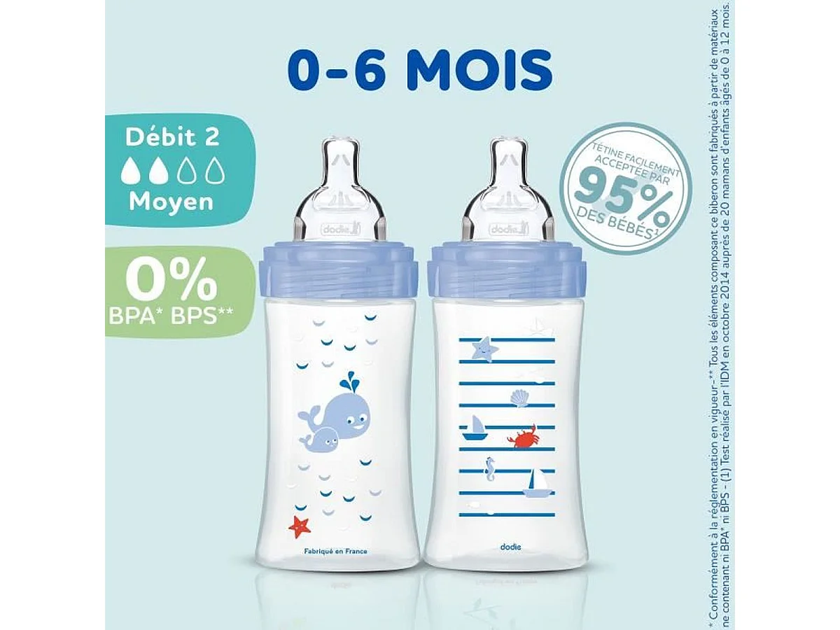 Biberones Anticólicos Dodie Sensation+ 270ml (0-6 meses) - Pack de 3