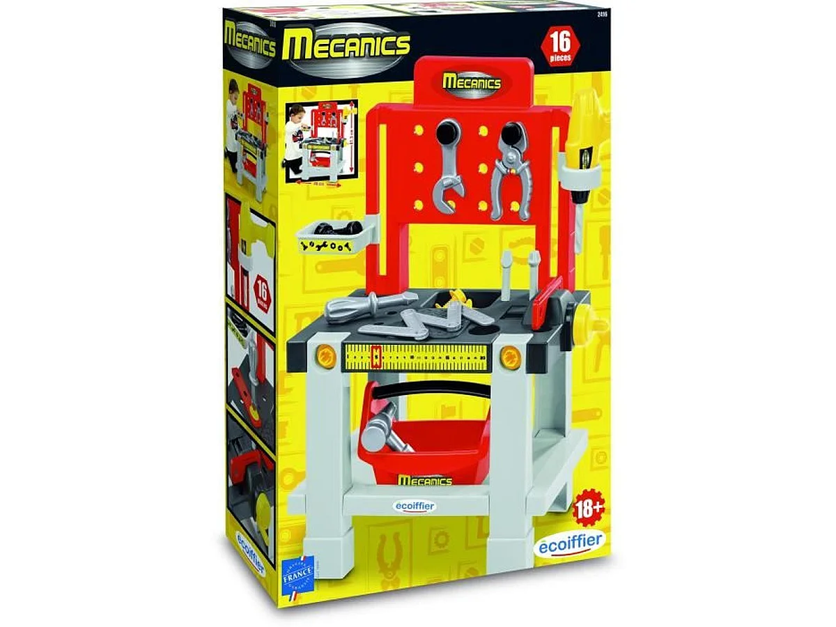 Atelier de bricolage Ecoiffier 16 pièces avec perceuse et boîte à outils, dès 18 mois