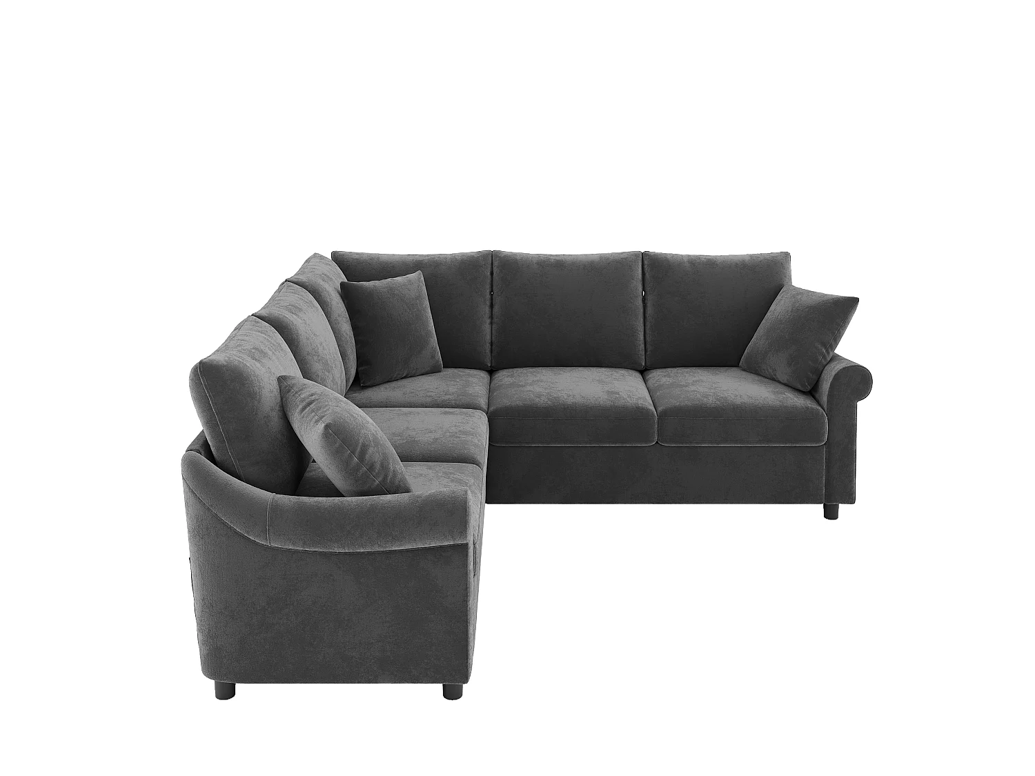 Canapé d'angle en L avec ressorts ensachés et accoudoirs arrondis - Chenille - 217 x 217 x 83 cm - Gris