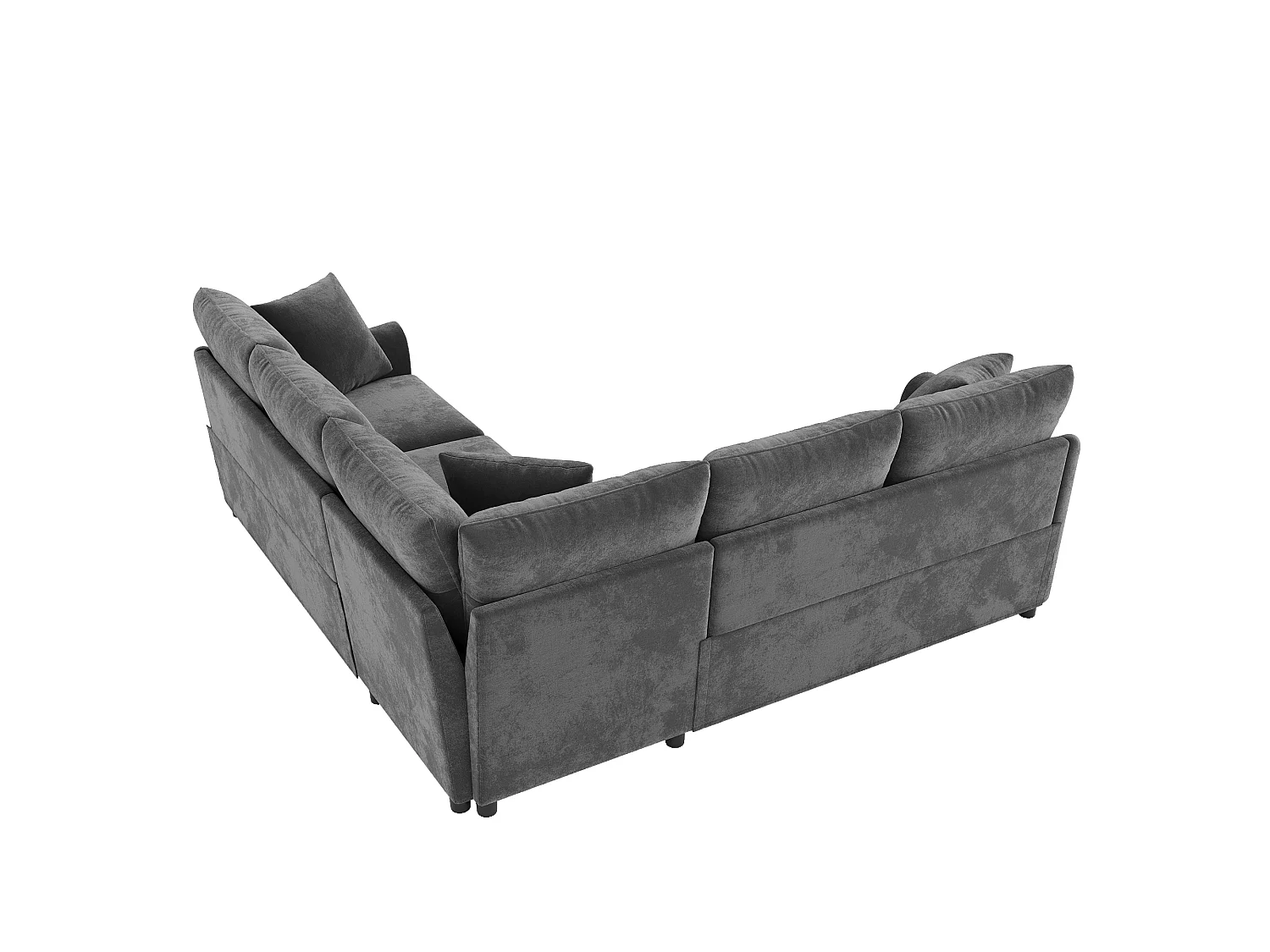 Canapé d'angle en L avec ressorts ensachés et accoudoirs arrondis - Chenille - 217 x 217 x 83 cm - Gris