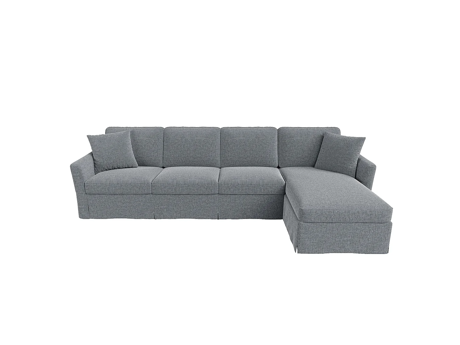 Canapé d'angle 4 places avec coffre et housses lavables - Mélange coton-lin - 274 x 128,5 x 83 cm - Gris