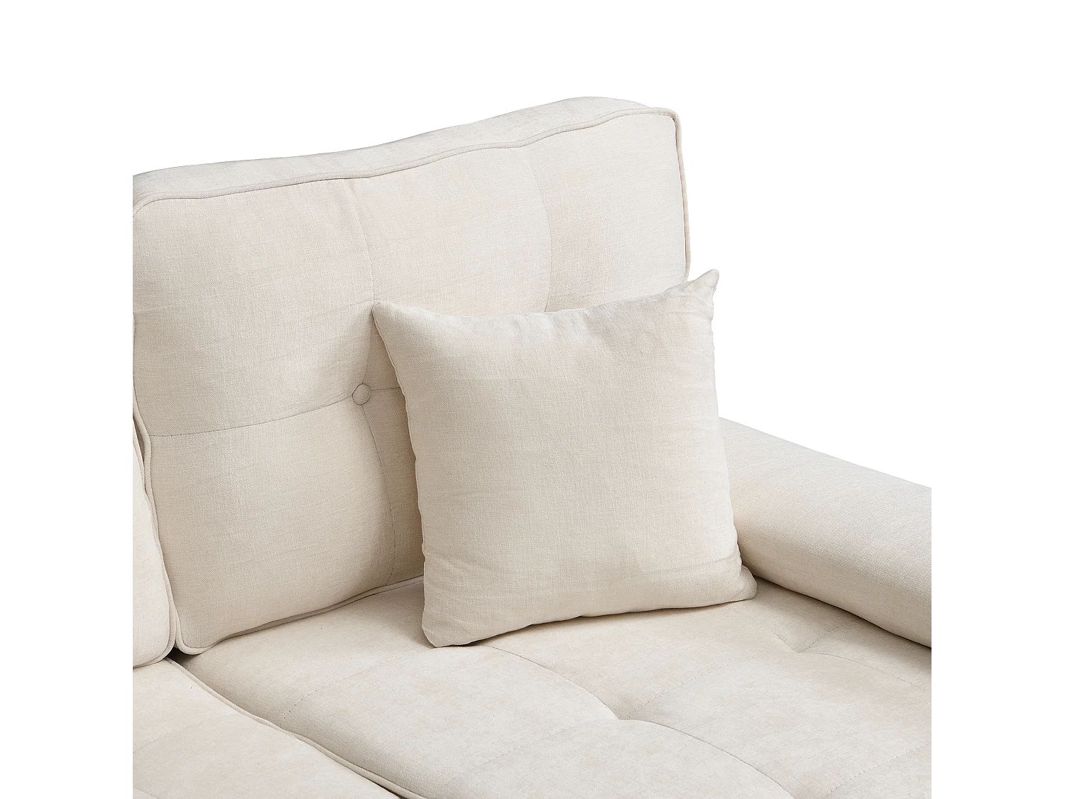 Canapé d'angle réversible 3 places avec pouf amovible et 2 coussins - Chenille - 195 x 149 x 86 cm - Beige clair