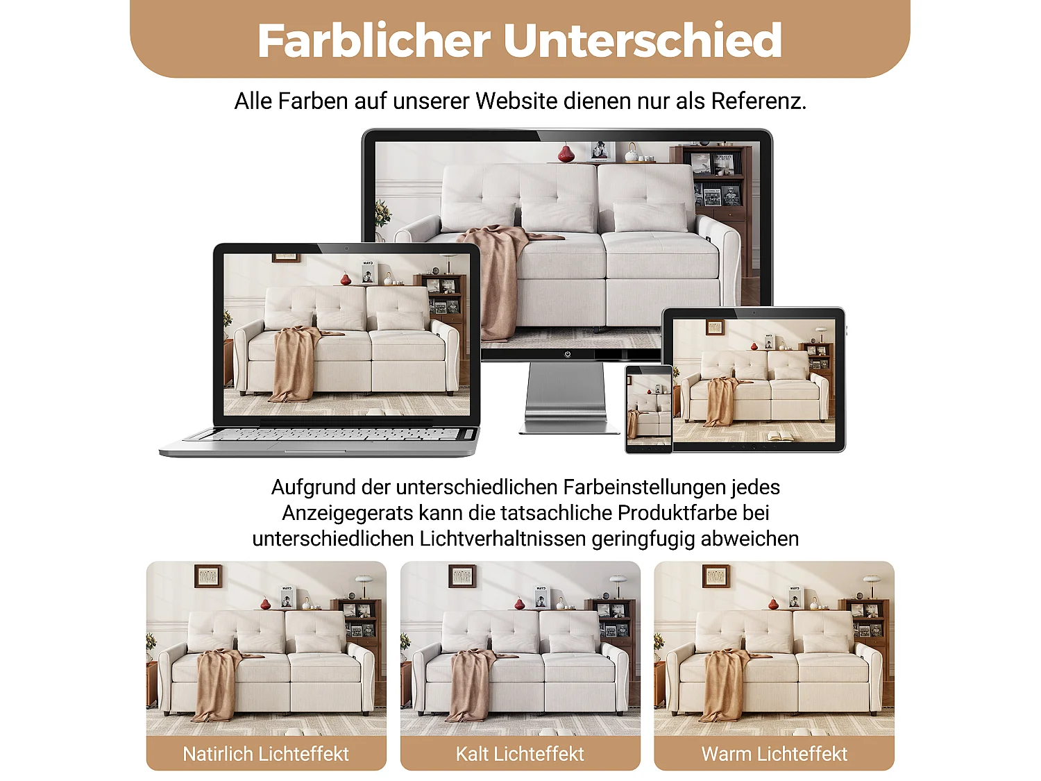 3-zits slaapbank met verstelbare rugleuning en voetensteun - Chenille - 176 x 148 x 83 cm - Beige (chaise longue-modus)