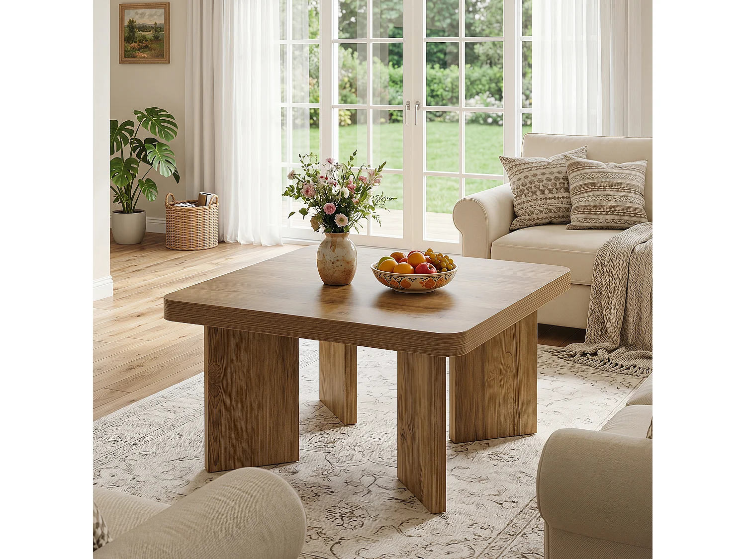 80 cm fyrkantigt soffbord, litet mittbord i lantlig stil